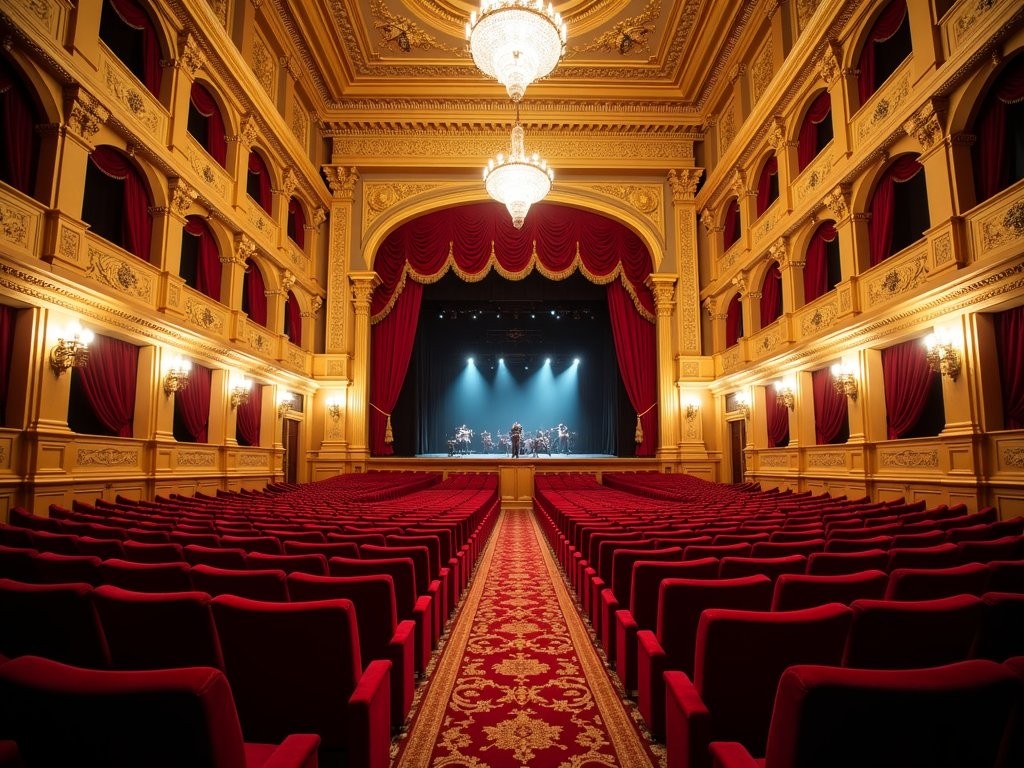 Elegant private box at the Vienna State Opera during evening performance