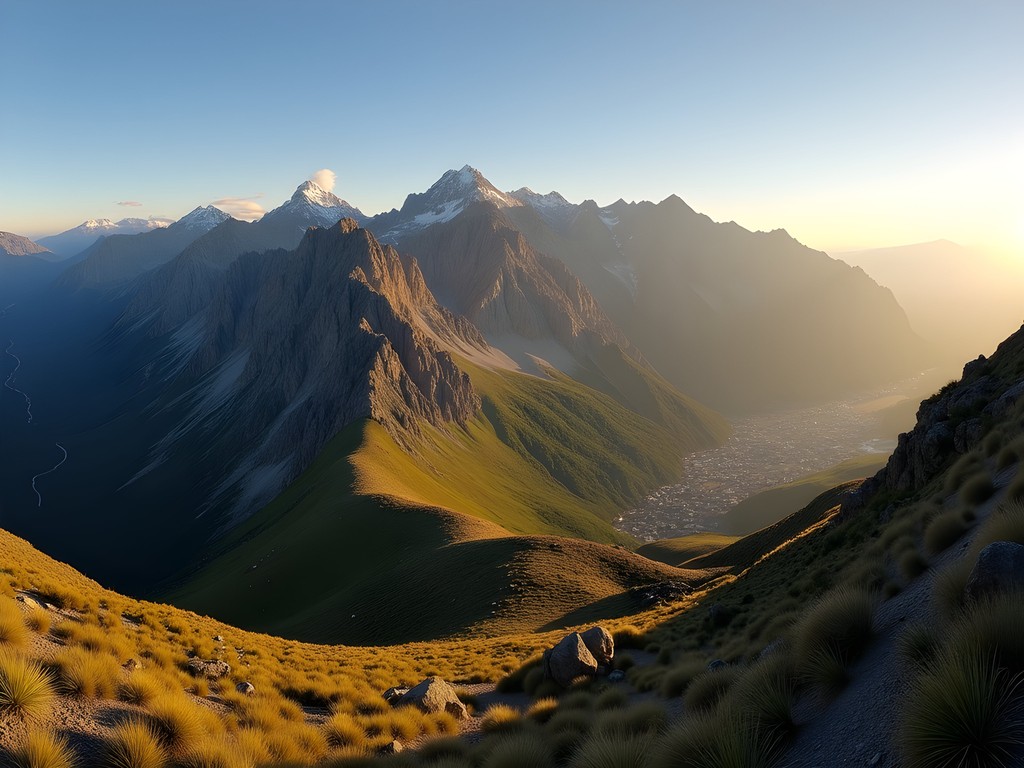 Panoramic view of the Aconquija Mountain Range from San Miguel de Tucumán