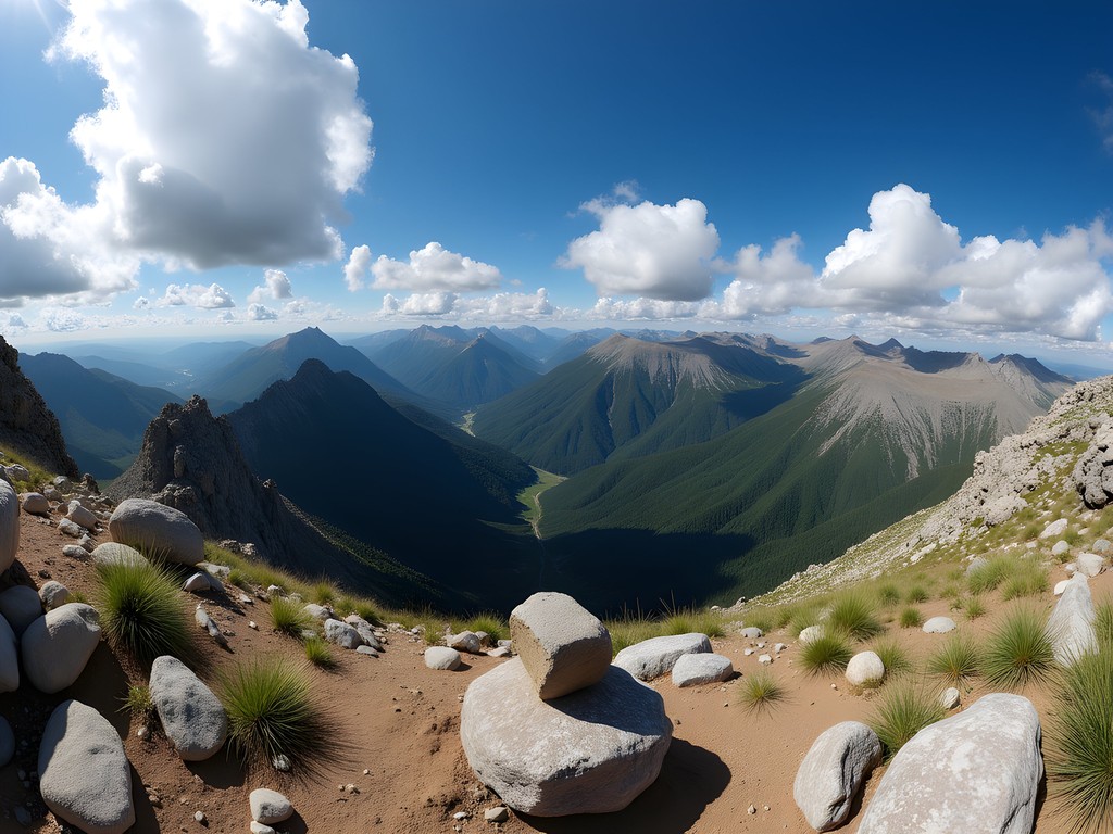 360-degree panoramic view from Cerro Pelao summit showing Aconquija Mountains