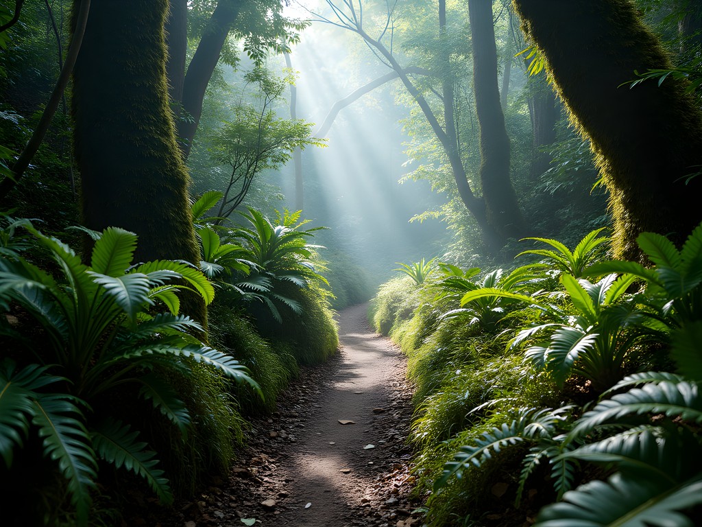 Lush yungas forest trail on the path to Villa Nougués