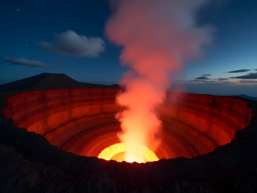 Tungurahua volcano erupting at night near Ambato Ecuador with glowing lava
