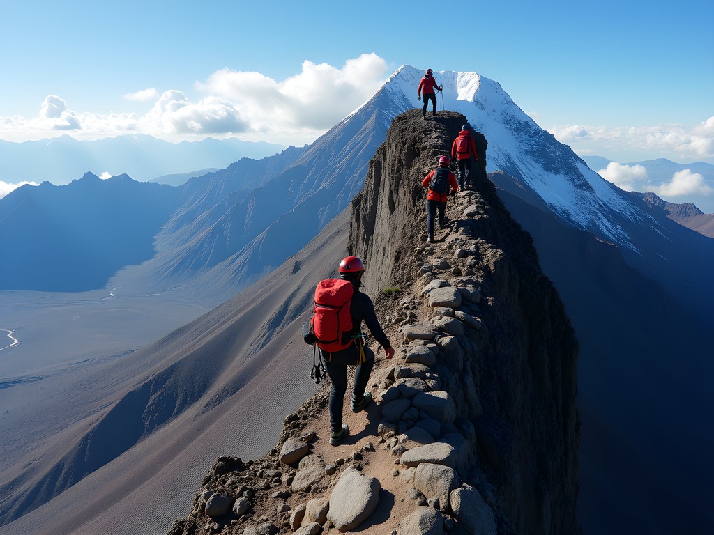 Technical climbing section on Chachani volcano