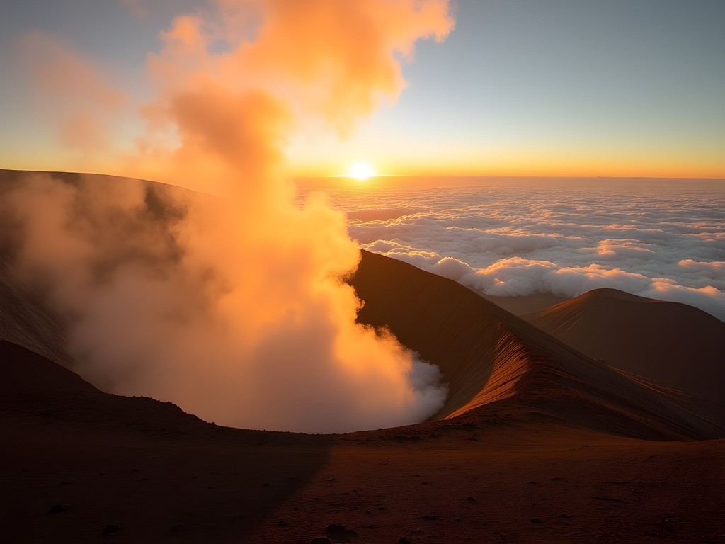 Sunrise view from El Misti summit near Arequipa