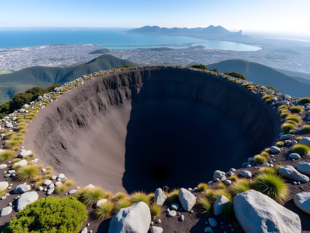 Volcanic crater of Maungarei (Mount Wellington) showing distinct geological features