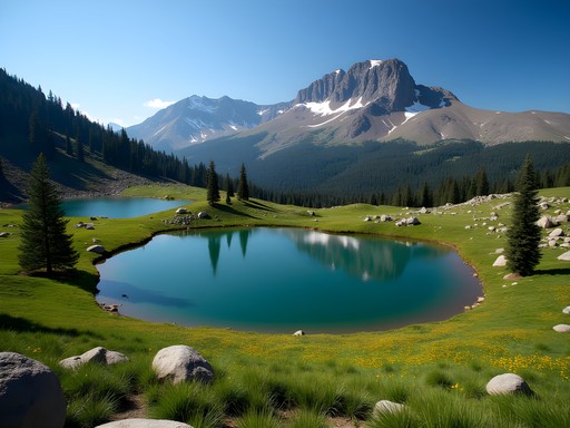 Green Lakes basin between South Sister and Broken Top mountains
