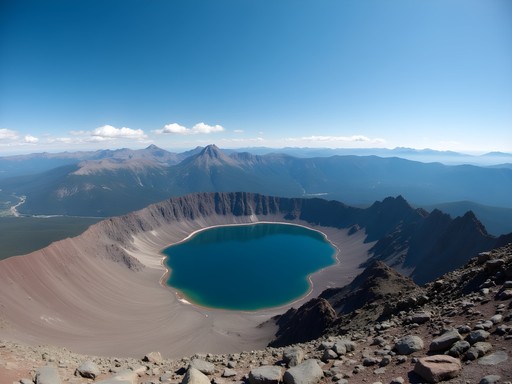 Panoramic view from South Sister summit showing Cascade Range peaks and Teardrop Pool