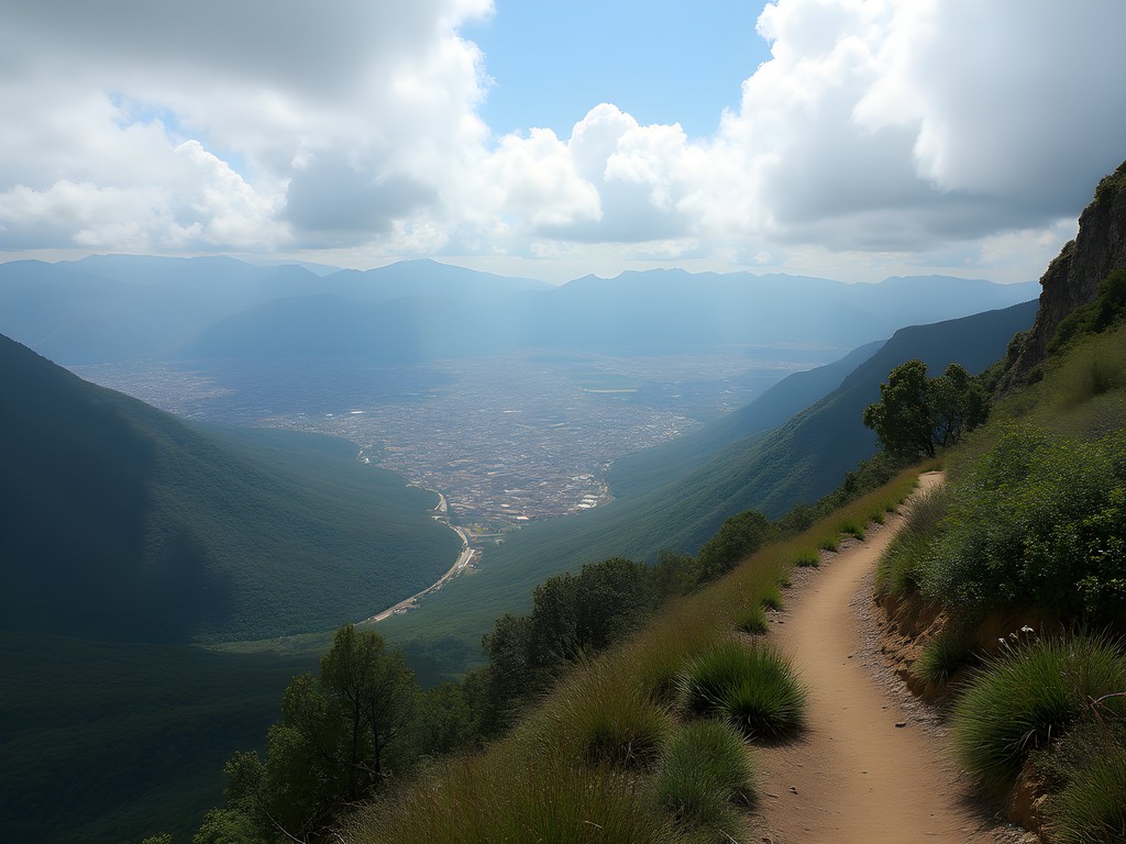 Panoramic view of Bogota from the ridgeline trail connecting the Three Peaks circuit