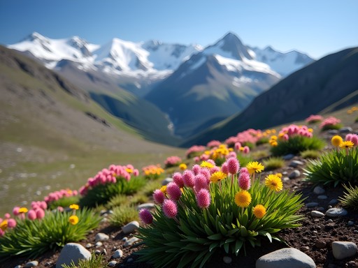 Alpine tundra landscape at Arapaho Pass with wildflowers and mountain peaks