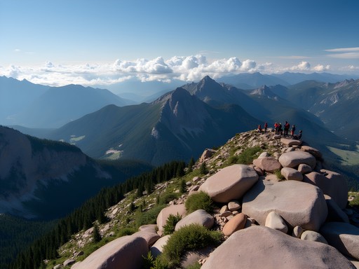 Summit view from Green Mountain Boulder showing 360-degree mountain panorama