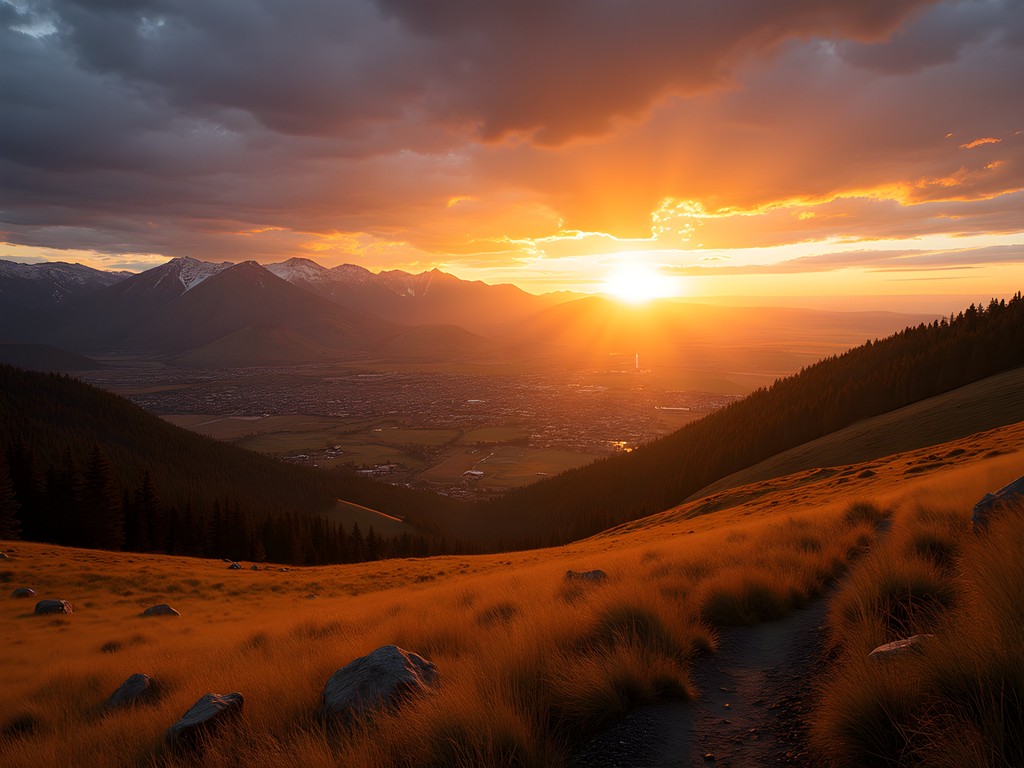 Sunset view from the M Trail overlooking Bozeman valley