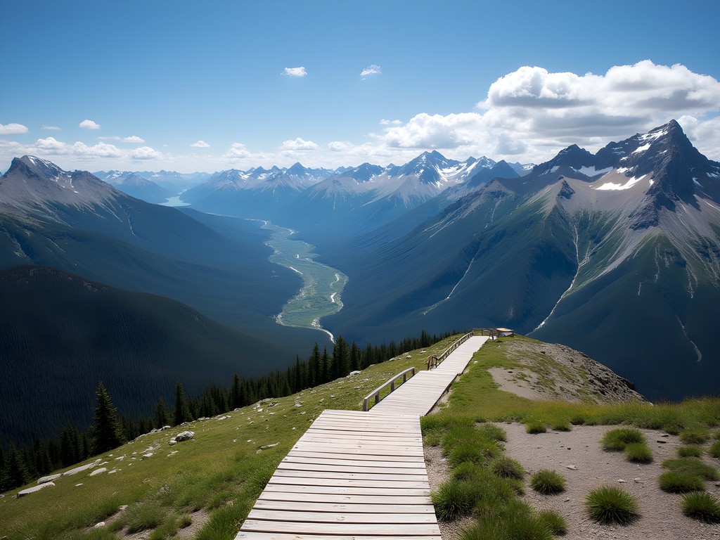 Panoramic view from Sulphur Mountain summit in Banff National Park
