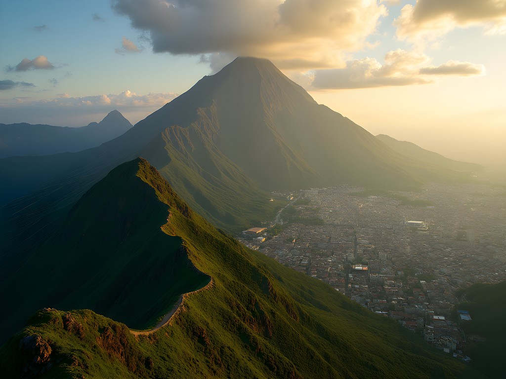 Panoramic view of El Ávila mountain towering over Caracas cityscape