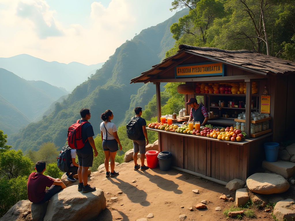Local vendor selling traditional refreshments to hikers on El Ávila trail