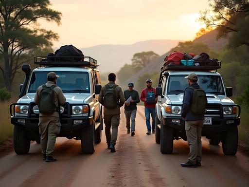 Early morning departure point in Ciudad Guayana with guides preparing for tepui expedition