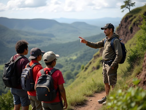 Indigenous Pemón guide explaining tepui ecology and conservation efforts to travelers