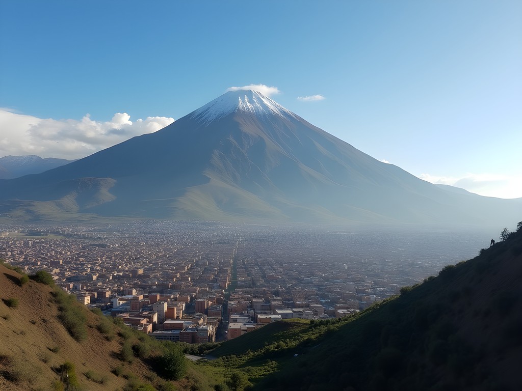 Panoramic view of Tunari Mountain looming over Cochabamba city