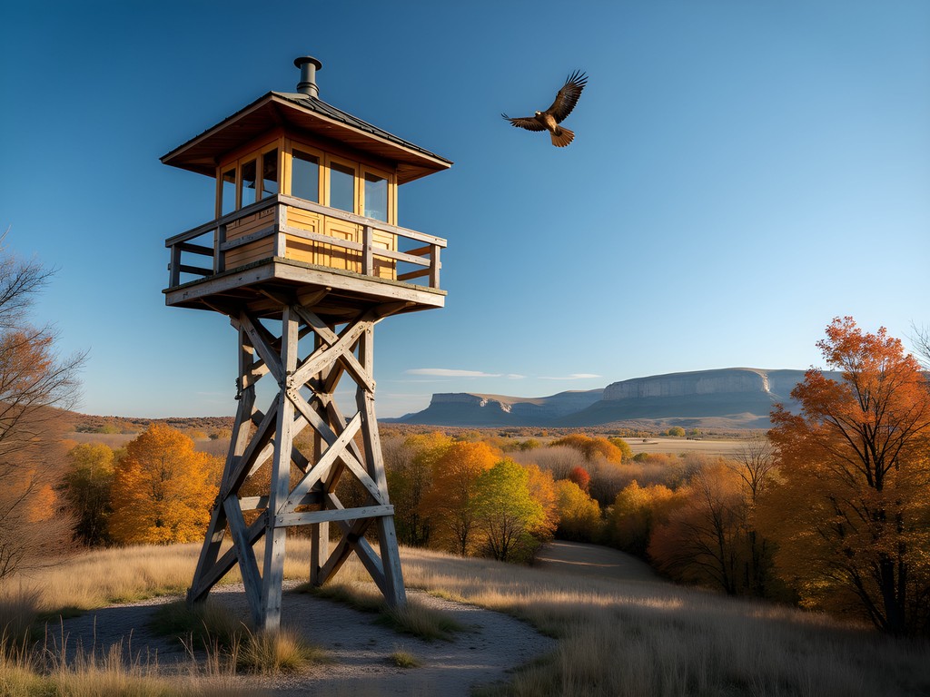 Hawk Watch Tower at Hitchcock Nature Center with panoramic view of Loess Hills