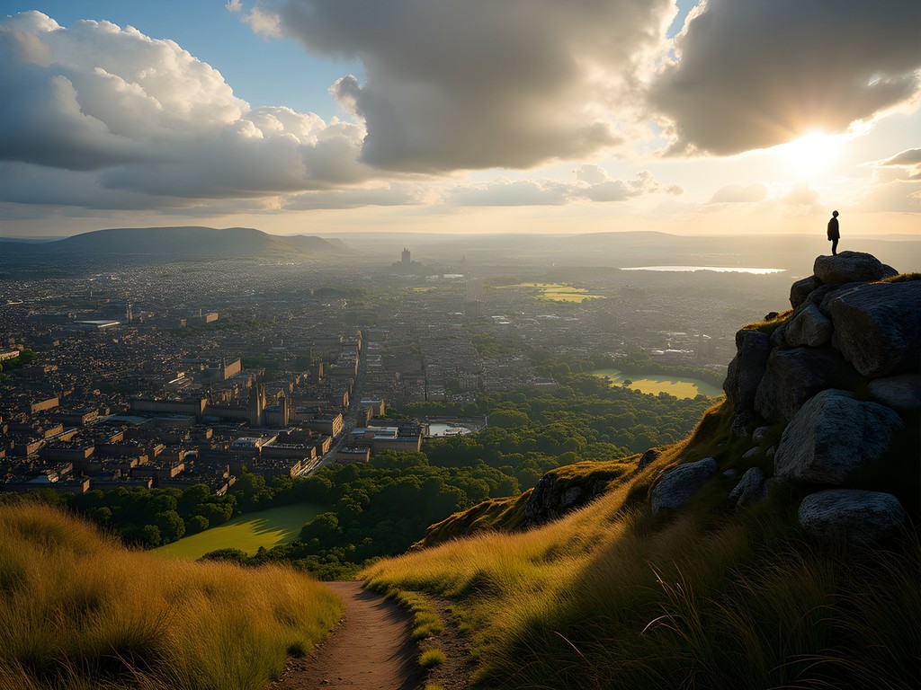 Panoramic view of Edinburgh from Arthur's Seat summit