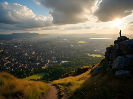 Panoramic view of Edinburgh from Arthur's Seat summit