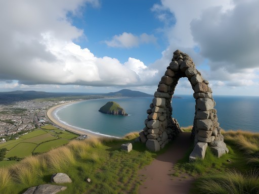 Panoramic coastal view from North Berwick Law summit