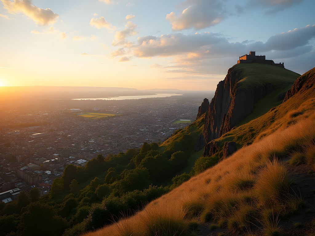 Panoramic view of Edinburgh from Arthur's Seat summit
