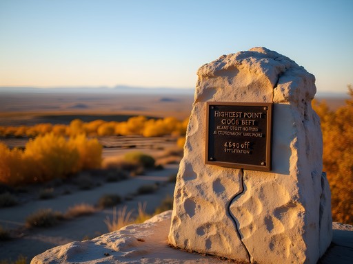 Oklahoma's highest point marker at Black Mesa summit with fall landscape views