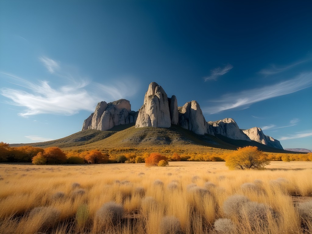 Fall colors and granite peaks at Wichita Mountains Wildlife Refuge near Enid, Oklahoma
