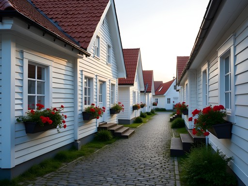 White wooden houses in Gamle Stavanger historic district
