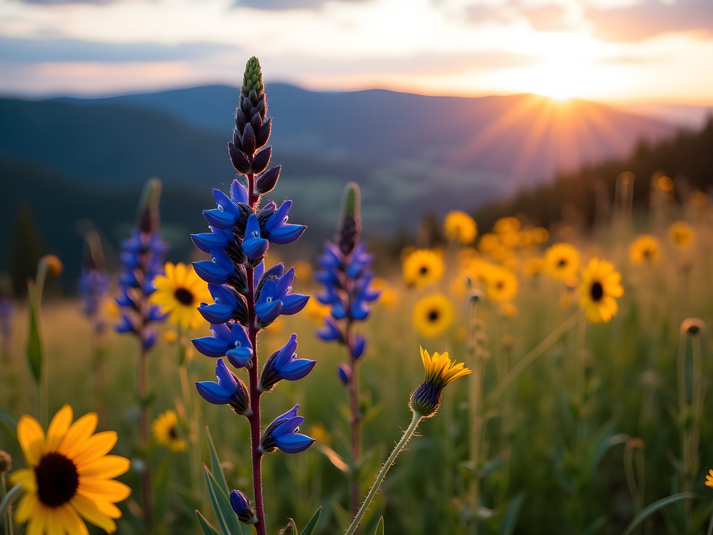 Vibrant wildflower display along Coyote Ridge Trail with mountain backdrop