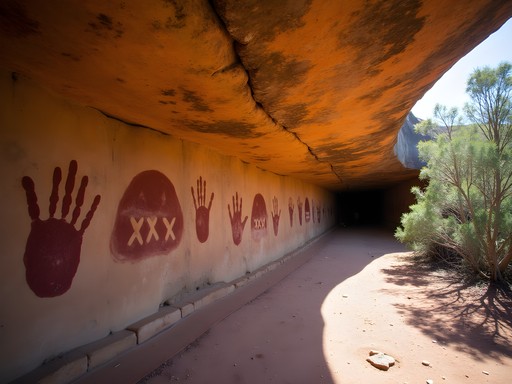 Ancient Aboriginal rock art at Gulgurn Manja in the Grampians National Park