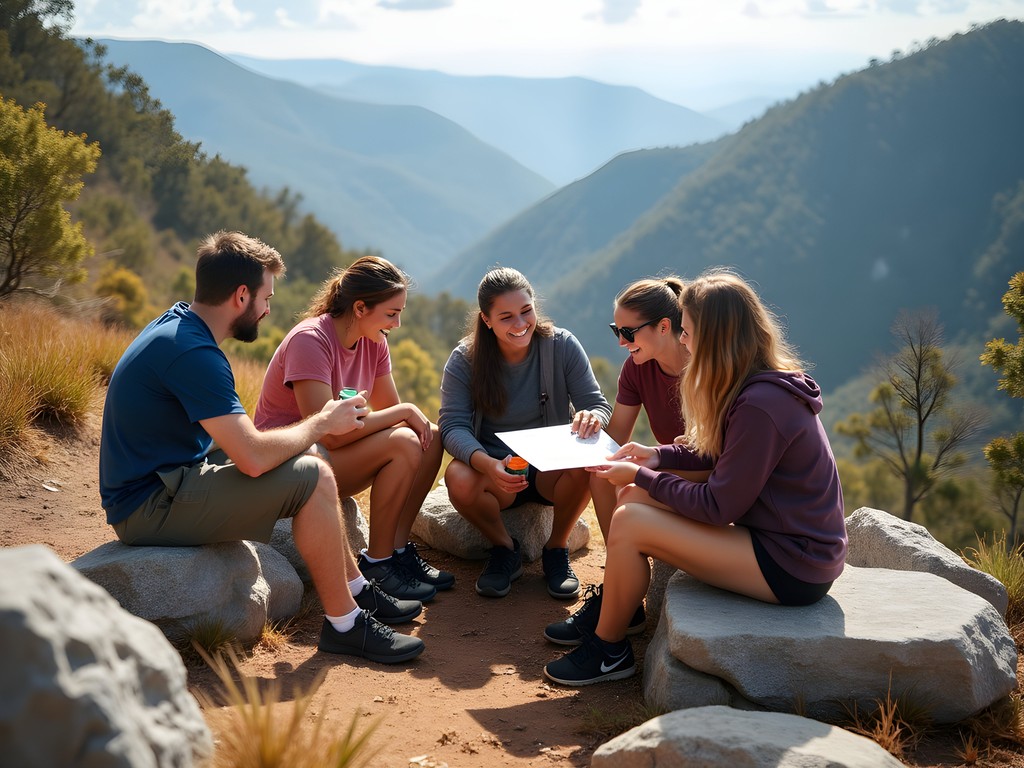 Group of hikers taking a break on Bluff Knoll trail in Stirling Range