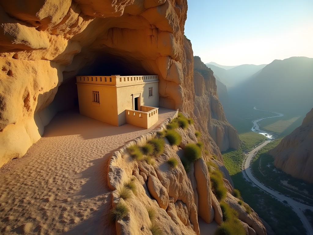 Monastery of Temptation carved into mountainside in Jericho Palestine