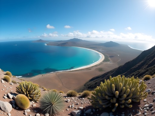 Panoramic view from Brandaris summit in Bonaire showing Caribbean waters and distant Venezuelan coastline