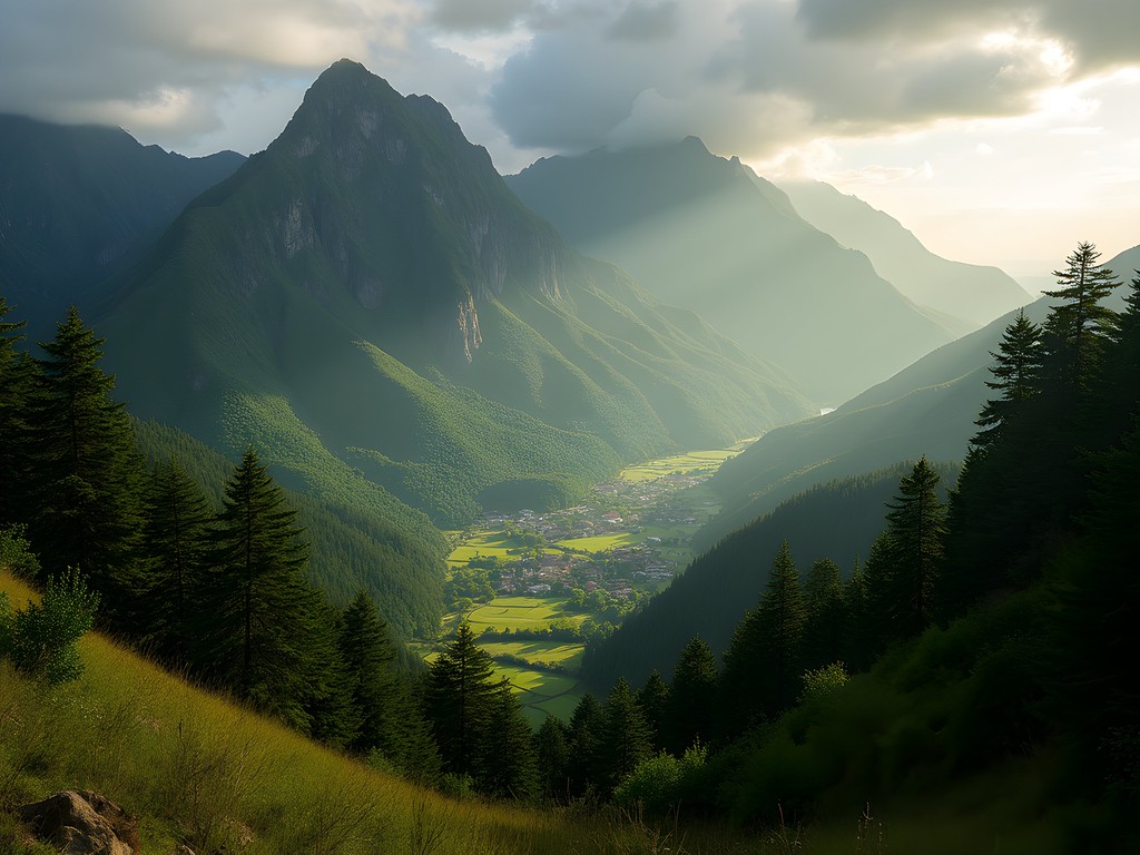 Panoramic view of the Cordillera Central mountain range in La Vega, Dominican Republic