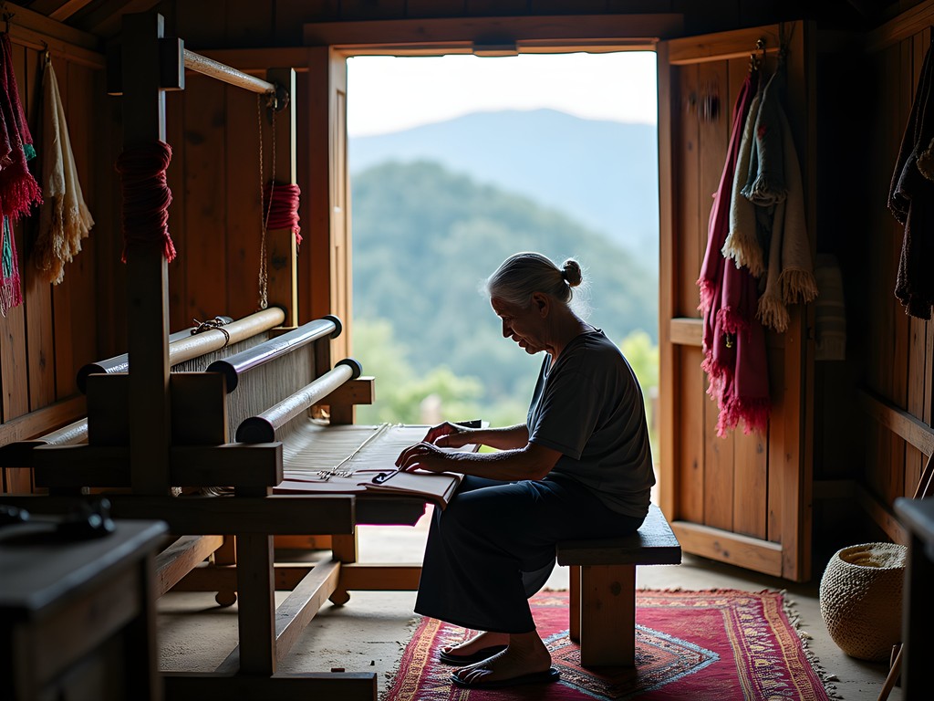 Traditional weaving workshop in a mountain village of La Vega province