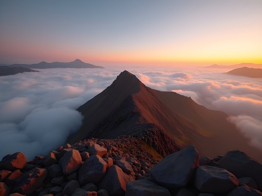 Sunrise view from the summit of Pico Duarte mountain in Dominican Republic