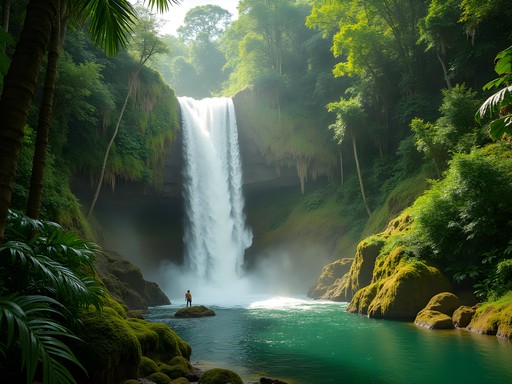 Salto Jimenoa waterfall cascading through lush forest in La Vega, Dominican Republic