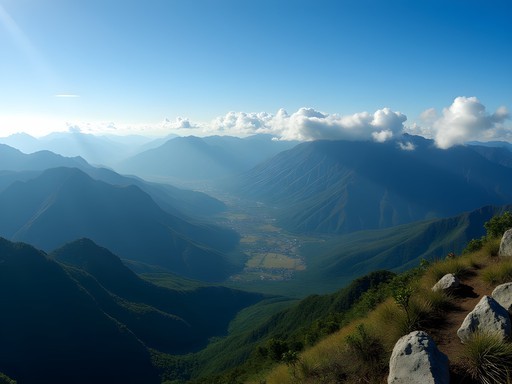 Panoramic view from Mt. Shungol summit showing Papua New Guinea highland landscape