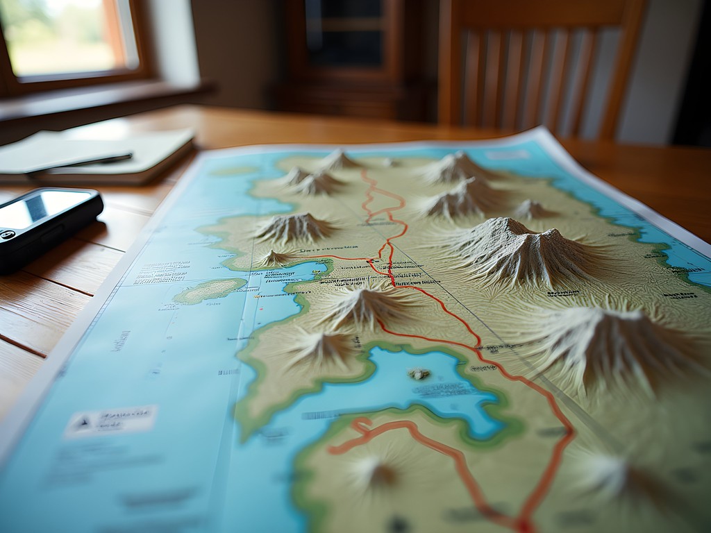 Detailed trail map of Pribaikalsky National Park with hiking routes marked