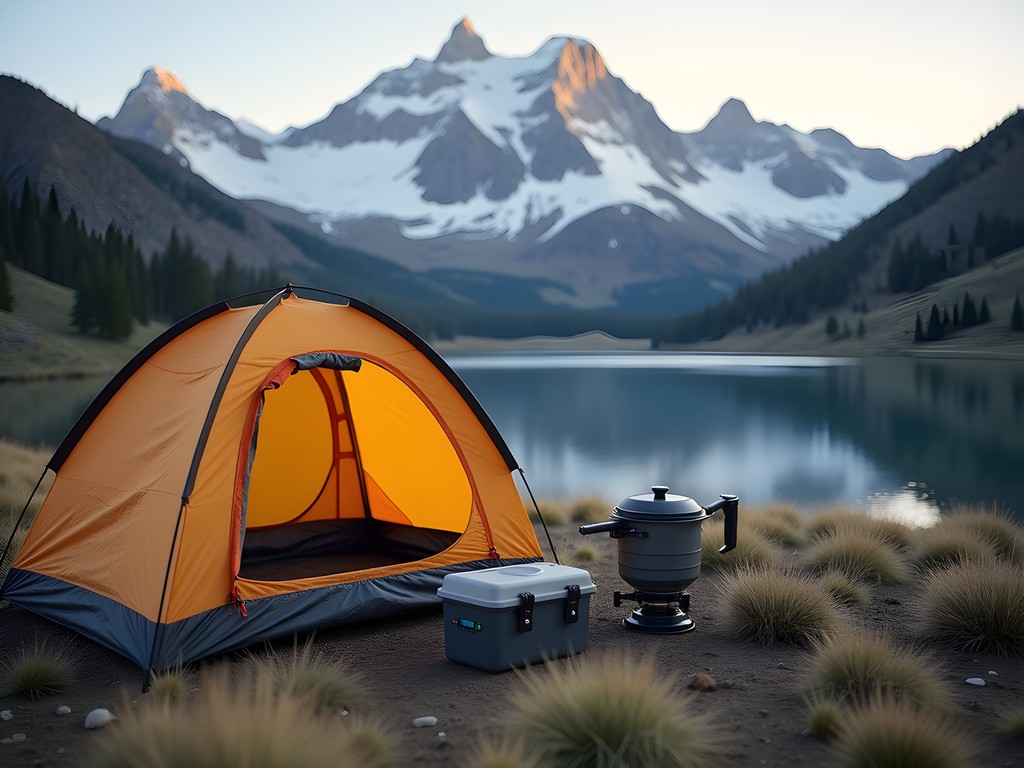 Budget-friendly campsite setup near alpine lake in Snowy Range with cost-saving gear visible
