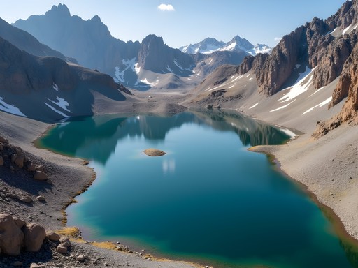 Aerial drone view of Snowy Range alpine lakes with dramatic mountain backdrop