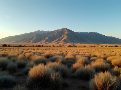 Panoramic view of Boise Foothills rising above Meridian Idaho with sagebrush foreground