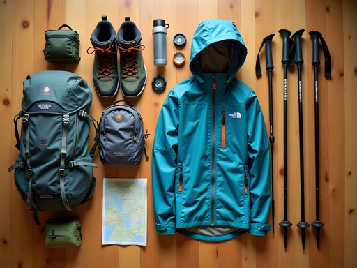 Hiking gear layout for Mount Humboldt expedition