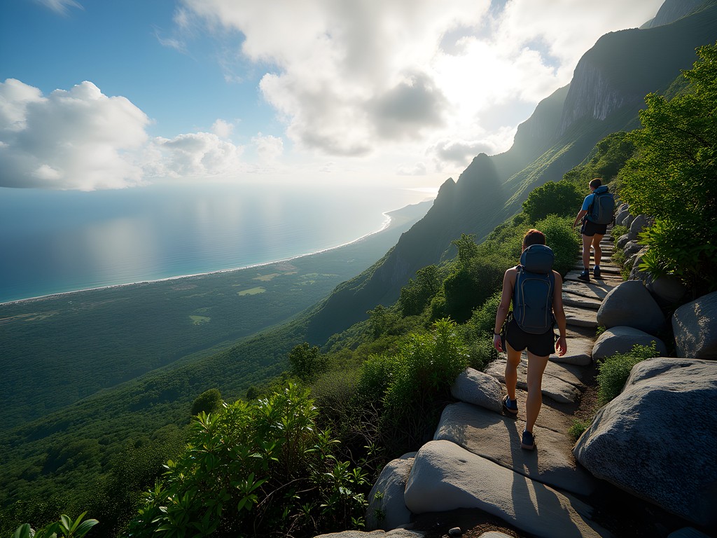 Hikers emerging from forest to alpine terrain on Mount Humboldt