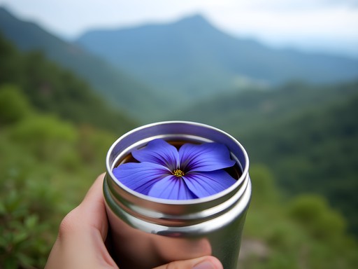 Traditional Thai butterfly pea flower tea during Mount Pico hike