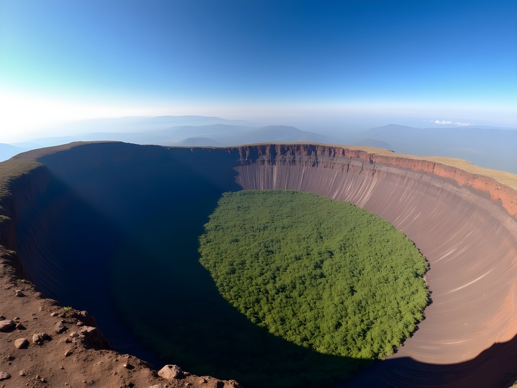 Panoramic view of Mount Longonot's massive volcanic crater and rim trail