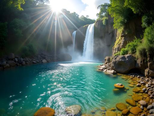 Turquoise pools and limestone terraces of Mele Cascades waterfall in Vanuatu