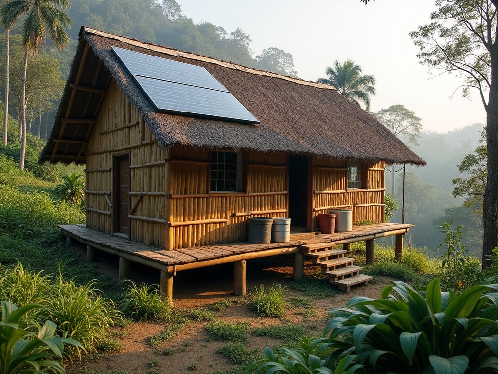 Eco-friendly homestay with solar panels and rainwater collection in Rangamati hills