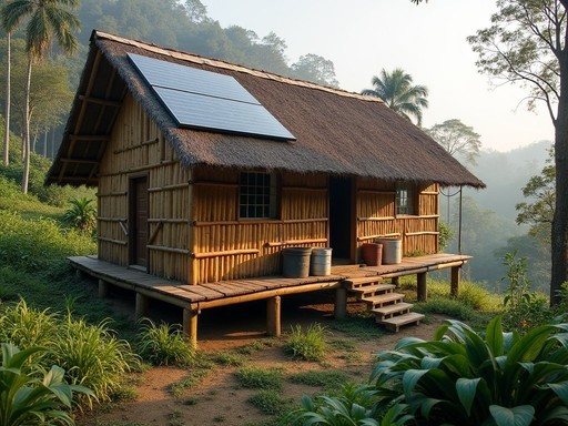 Eco-friendly homestay with solar panels and rainwater collection in Rangamati hills