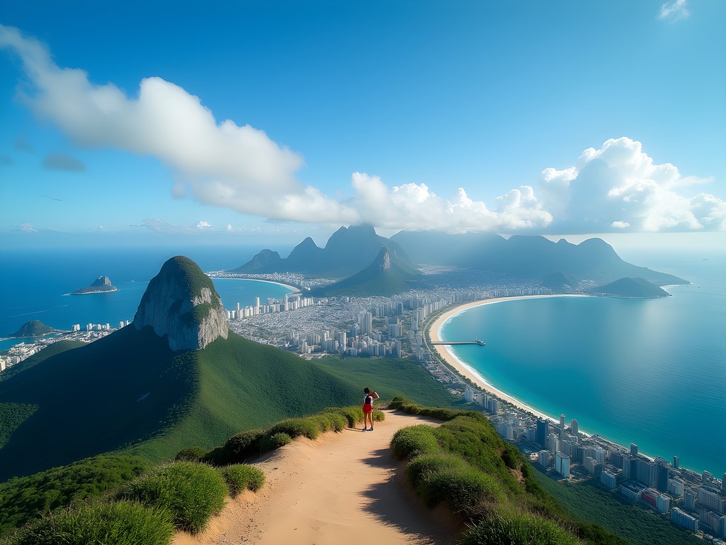 Panoramic view from Pedra da Gávea summit showing Rio's coastline and urban landscape